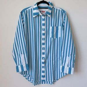 Brand New w Tags! SOLID & STRIPED Peacock Blue Stripe Oxford Tunic Size M